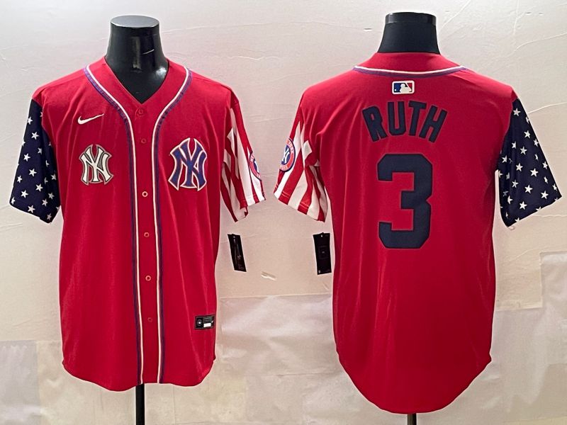 Men New York Yankees #3 Ruth Red a generation of national flags Jointly Name 2025 Nike MLB Jersey style 10->new york yankees->MLB Jersey